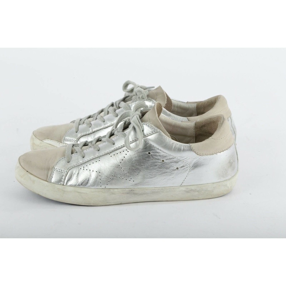 Silver and Cream Women's Sneakers